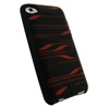 iPod Touch 4G iGadgitz Striped Silicone Case - Black / Red